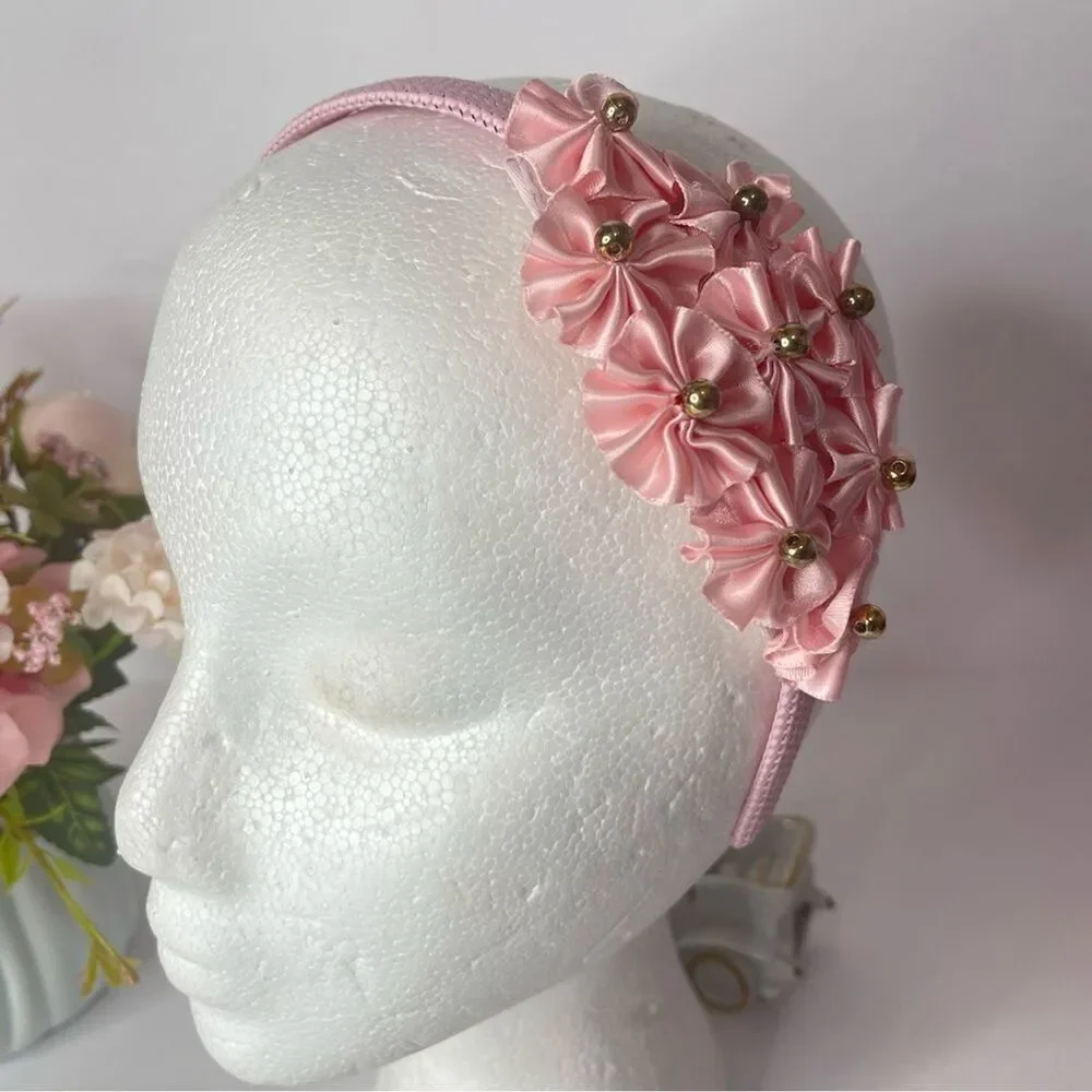 New Girls Pink Hairband head bands embellished handmade - Picture 16 of 16